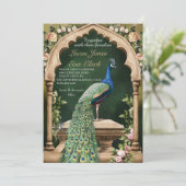 Goud Bourgondië Mehendi Henna Invitat Huwelijk Kaart (Staand voorkant)