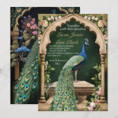 Goud Bourgondië Mehendi Henna Invitat Huwelijk Kaart (Voorkant / Achterkant)