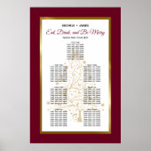 Goud Bourgondië Winter bruiloft zitgrafiek Poster (Voorkant)