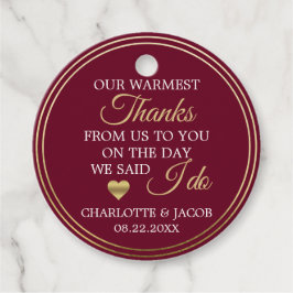 GOUD Bourgondische bruiloft hart warmste dank u Bedankjes Labels