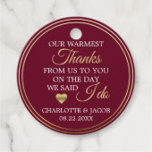 GOUD Bourgondische bruiloft hart warmste dank u Bedankjes Labels (Voorkant)
