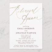 Goud & Bourgondische Herfst Kalligrafie Huwelijksr Kaart (Voorkant)