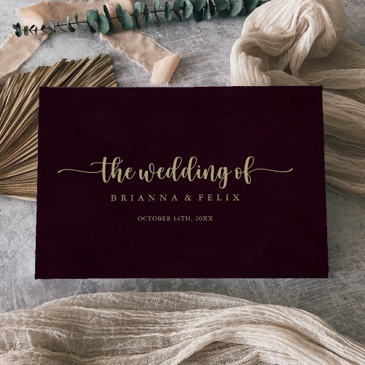 Goud Bourgondische kalligrafie bruiloft gastenboek