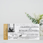 Goud Brazilië Bruiloft Boarding Pass uitnodiging (Staand voorkant)