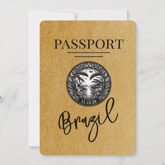 Goud Brazilië paspoort Bewaar de datum Save The Date (Voorkant)