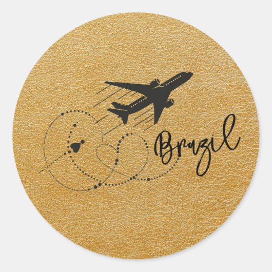 Goud Brazilië Paspoort Ronde Sticker (Voorkant)