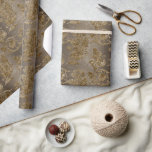 Goud & Brons Bruin Damask Faux Velvet Christmas Cadeaupapier<br><div class="desc">Faux gouden fluweel damast patroon op bruine faux satijnen achtergrond. Elegant voor de kerstvakantie seizoen & elke andere gelegenheid. Perfect voor al je cadeaus.</div>