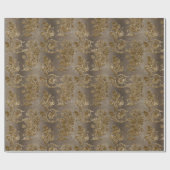 Goud & Brons Bruin Damask Faux Velvet Christmas Cadeaupapier (Vlak)