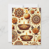 Goud & Brons Diwali Scrapbook Papier Printable Kaart (Achterkant)