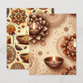 Goud & Brons Diwali Scrapbook Papier Printable Kaart (Voorkant / Achterkant)