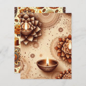Goud & Brons Diwali Scrapbook Papier Printables Kaart (Voorkant / Achterkant)