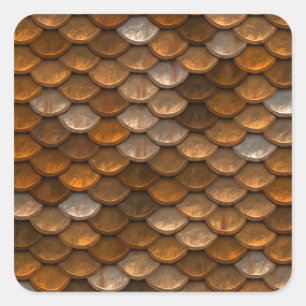 Goud Brons Glam Metallic Schalen Patroon Vierkante Sticker