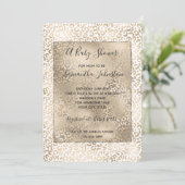 Goud Brons Leopard Print Baby shower Kaart (Staand voorkant)