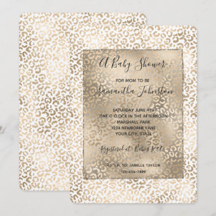 Goud Brons Leopard Print Baby shower Kaart