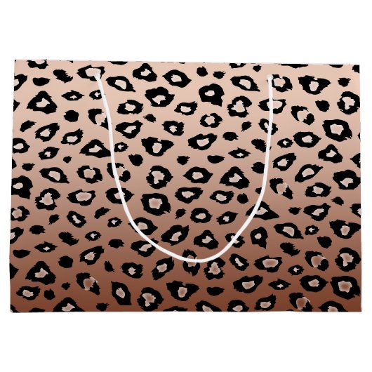 Goud Brons Luipaard Print Ombre Groot Cadeauzakje (Achterkant)