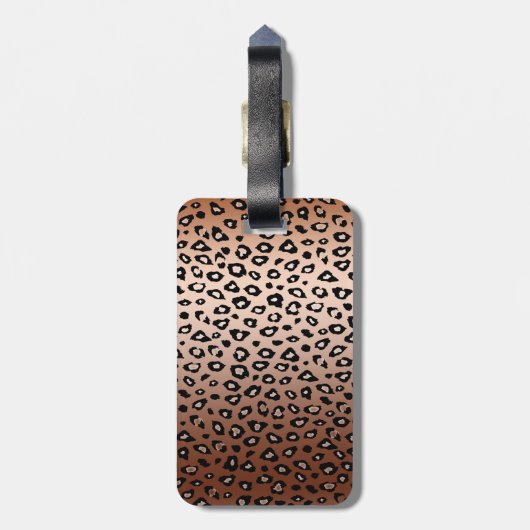 Goud Brons Luipaard Print Ombre Monogram Bagagelabel (Achterkant verticaal)