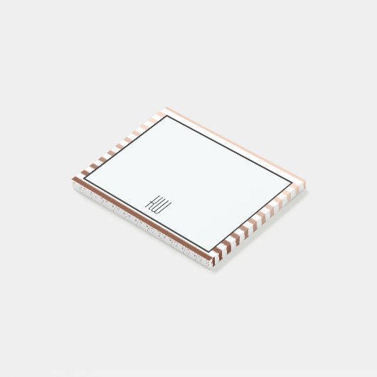 Goud Brons Ombre Strepen monogram Post-it® Notes (Schuin)