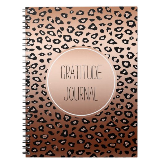 Goud Brons Zwart Luipaard Print Ombre Dankbaarheid Notitieboek (Voorkant)