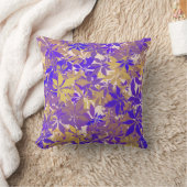 Goud, Bronze en Blauwe kastanjebladeren Kussen (Deken)