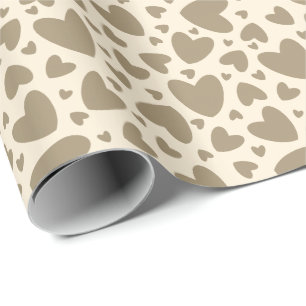 Goud Bronze Love Hearts On Cream Gift Cadeaupapier