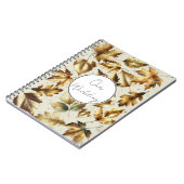 Goud Bronzen Bladeren Amandelbeige Glam Fall Weddi Notitieboek (Linkerzijde)