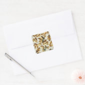 Goud Bronzen Bladeren Amandelbeige Glam Fall Weddi Vierkante Sticker (Envelop)