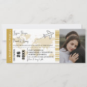 Goud Bruiloft uitnodiging Boarding pass ticket (Voorkant)