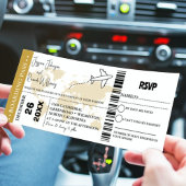 Goud Bruiloft uitnodiging Boarding pass ticket
