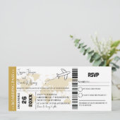 Goud Bruiloft uitnodiging Boarding pass ticket (Staand voorkant)