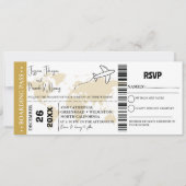 Goud Bruiloft uitnodiging Boarding pass ticket (Voorkant)