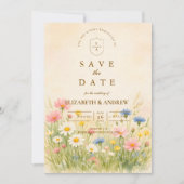 Goud Bruiloft Wilde Bloemenweide Save The Date (Voorkant)