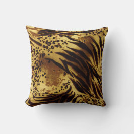 Goud & Bruin Dier Tijger Streep Patroon Kussen