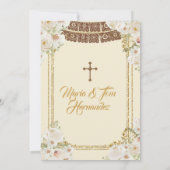 Goud Bruin Doop en Verjaardag Twin Fiesta Kaart (Achterkant)