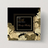 Goud, bruin en geel 50e verjaardag roos vierkante button 5,1 cm (Voorkant)