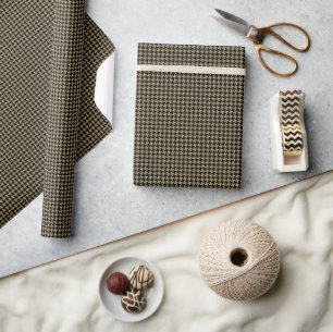 Goud Bruin En Zwart Klassiek Spijkerrand Patroon Cadeaupapier