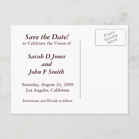 Goud/bruin kleed, trouwerijbanden of design aankondigingskaart (Achterkant)