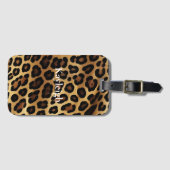 Goud Bruin Leopard Dierenprint Bagagelabel (Voorkant (horizontaal))