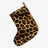 Goud Bruin Leopard Dierenprint Grote Kerstsok (Achterkant (Hangend))