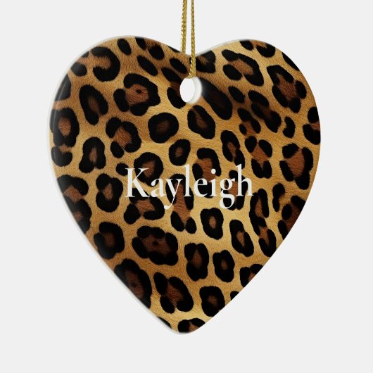 Goud Bruin Leopard Dierenprint Keramisch Ornament (Rechts)