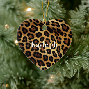 Goud Bruin Leopard Dierenprint Keramisch Ornament