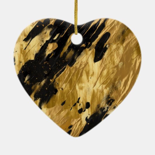 Goud Bruin Leopard Dierenprint Keramisch Ornament (Achterkant)