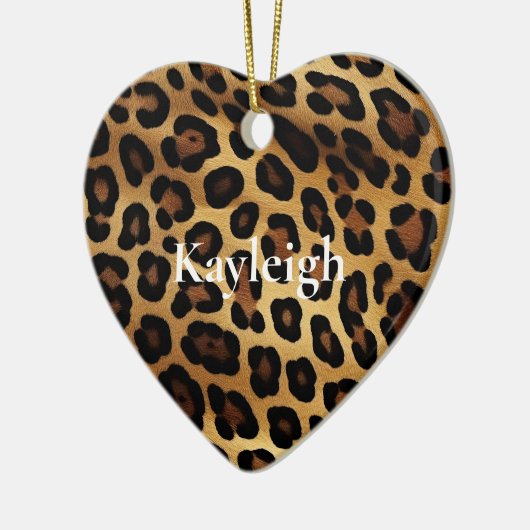 Goud Bruin Leopard Dierenprint Keramisch Ornament (Links)