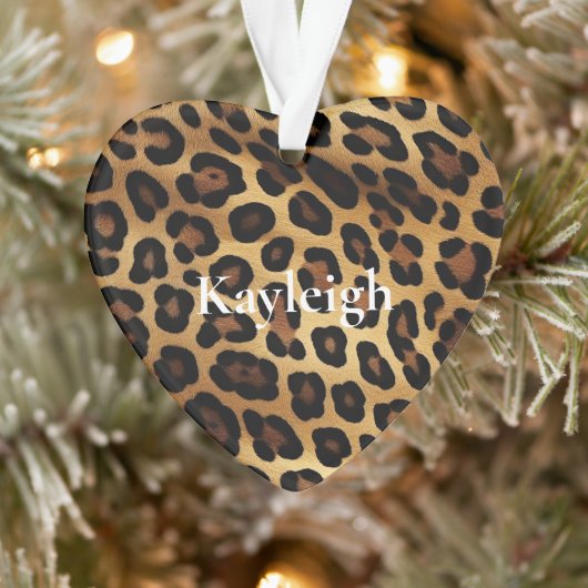 Goud Bruin Leopard Dierenprint Ornament (Boom)
