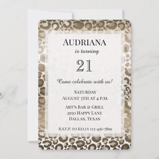 Goud Bruin Luipaard Dierenprint Verjaardag Kaart (Voorkant)