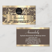 Goud Bruin Marmer Glitter Custom Logo Abstract Visitekaartje (Voorkant / Achterkant)
