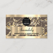 Goud Bruin Marmer Glitter Custom Logo Abstract Visitekaartje (Voorkant)