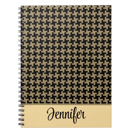Goud Bruin Nailhead Patroon Gepersonaliseerd Notitieboek (Voorkant)