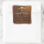 Goud Bruin Productlabel Rosegoud Frame Monogram Vierkante Sticker (Tas)