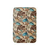 Goud Bruin Turquoise Cacao Botanisch Patroon Badmat (Voorkant Verticaal)