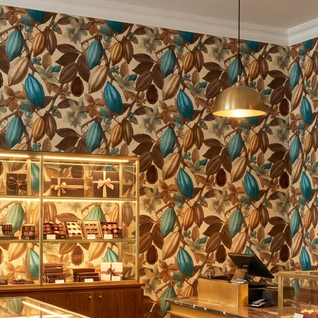 Goud Bruin Turquoise Cacao Patroon Behang (Creator heeft geüpload)